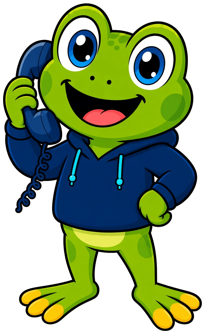 Mascotte Hopy al telefono
